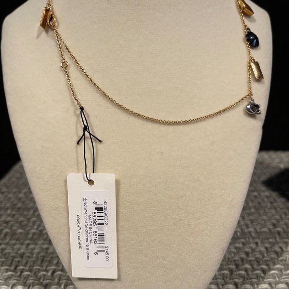 NWT COACH Signature Tabby Charm Necklace with 7 Charms, Gold, 16" + 2" - Picture 5 of 6
